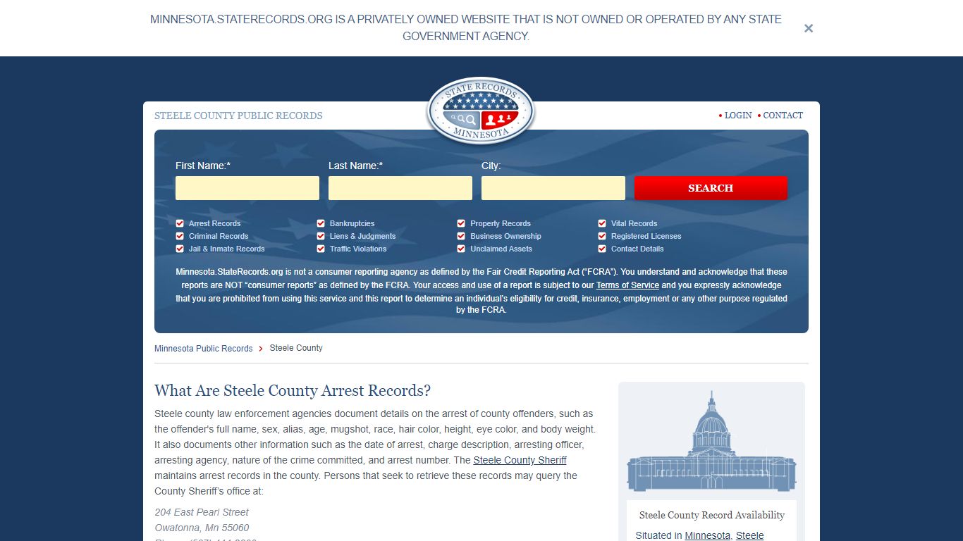 Steele County Arrest, Court, and Public Records